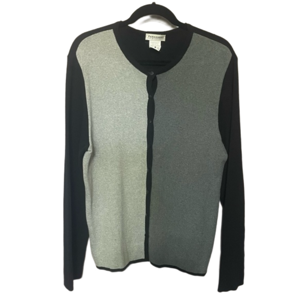 Parkhurst Canada Women's Black and Gray Colorblock Button Front Cardigan Size XL